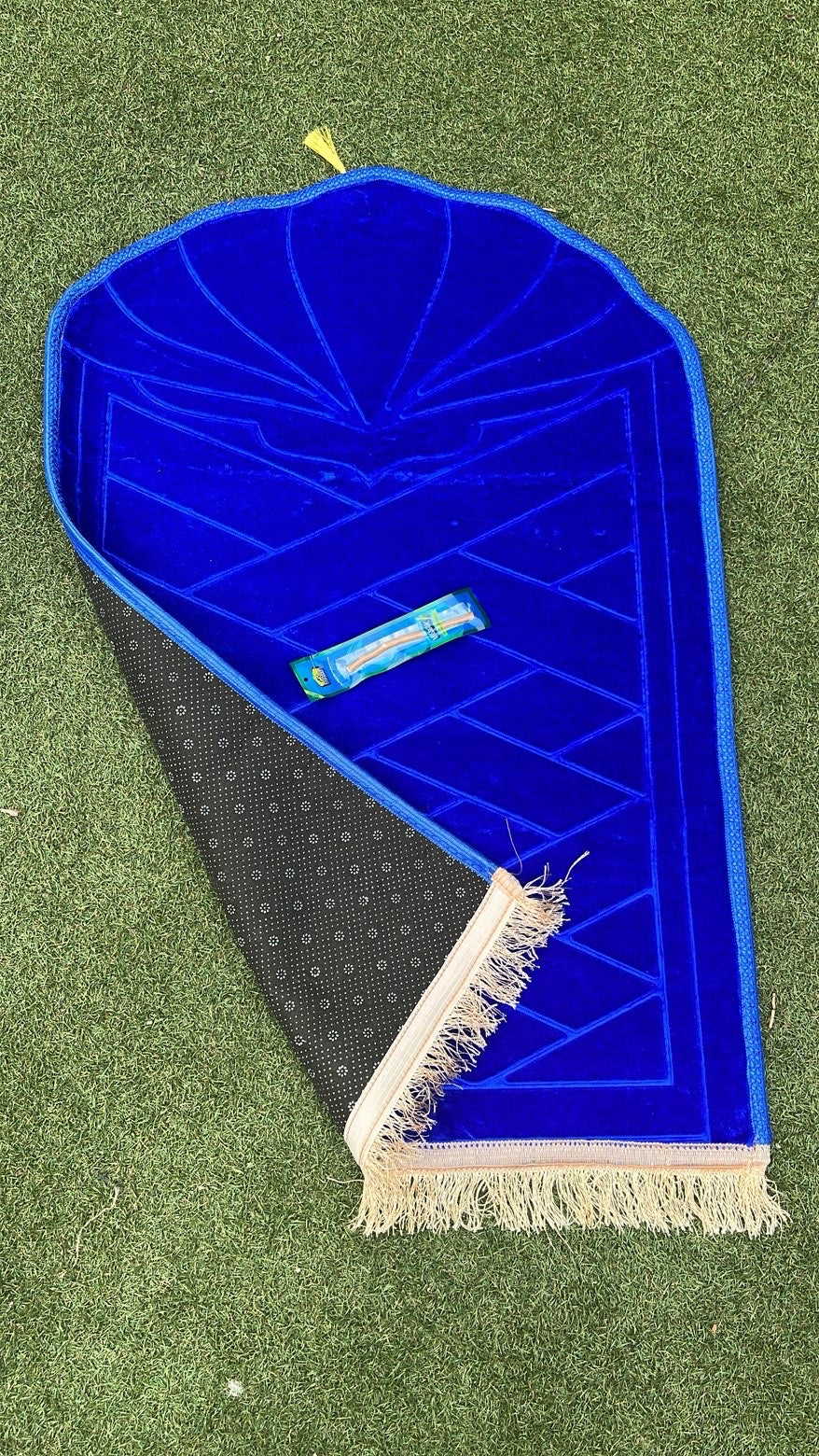 Tapis de prière haut de gamme velours bleu - Siwak offert