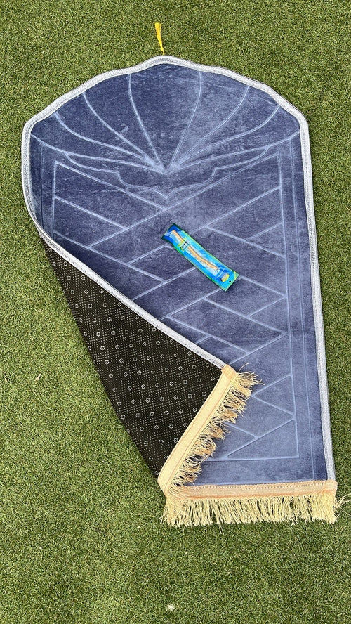 Tapis de prière haut de gamme velours gris - Siwak offert