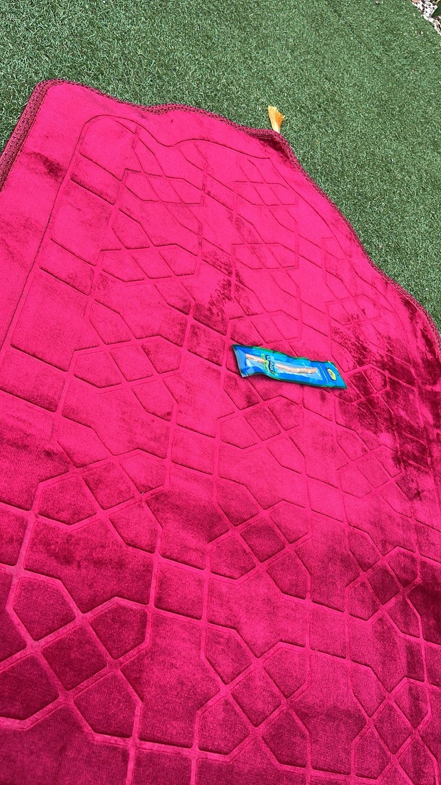 Tapis de prière haut de gamme velours rouge - Siwak offert